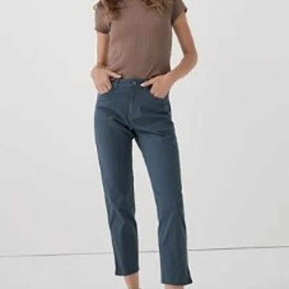 Pact Organic Stretch Twill Denim Slim Straight Pant, Size Small, Slate Blue